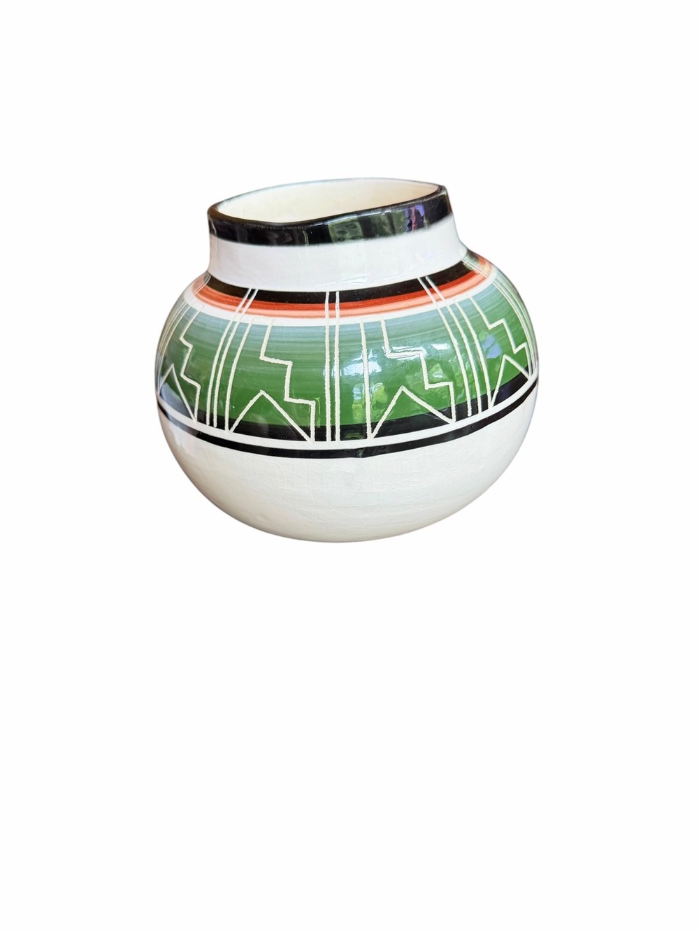 1980s Ute Mountain Tribe Artisan C. Lopez Southwest Seed Pot-Style Ceramic Vase‎ - Picture 3 of 5